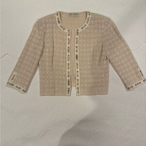 St. John Beige Jacket with White Accents